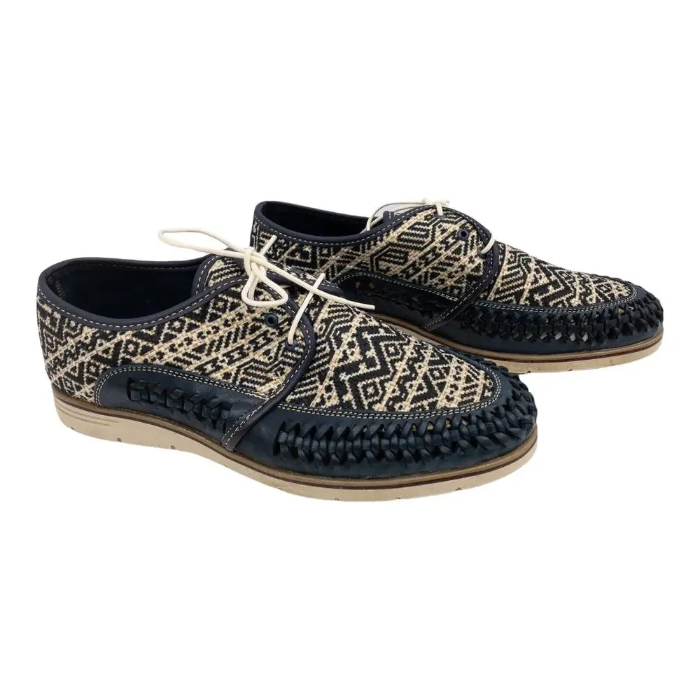 Huaraches Playera Men's Navy Chaleco Leather Geometric Oxford US 11 MX29